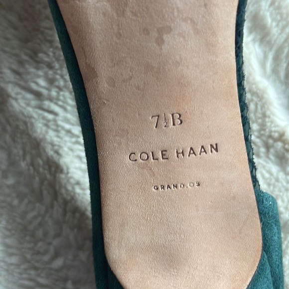 Cole Haan Half D’orsay Pump Green suede and green snake skin women’s size 7 1/2B - Picture 6 of 8